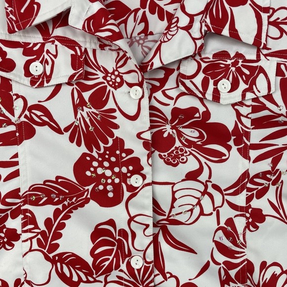 Allison Lane Women's Size "2X" Hawaiian Floral Long Sleeve Shirt - Picture 2 of 10